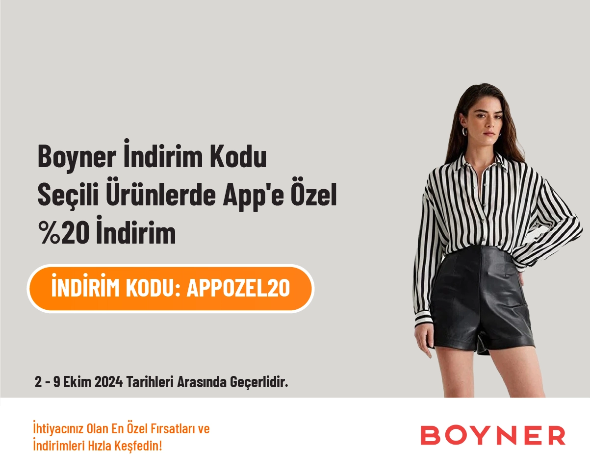 Boyner İndirim Kodu - Seçili Ürünlerde App'e Özel %20 İndirim