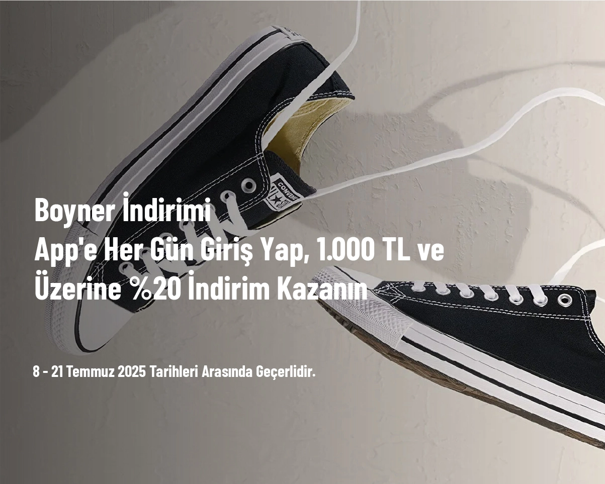 Boyner İndirimi - App'e Her Gün Giriş Yap, 1.000 TL ve Üzerine %20 İndirim Kazanın Boyner İndirimi - App'e Her Gün Giriş Yap, 1.000 TL ve Üzerine %20 İndirim Kazanın