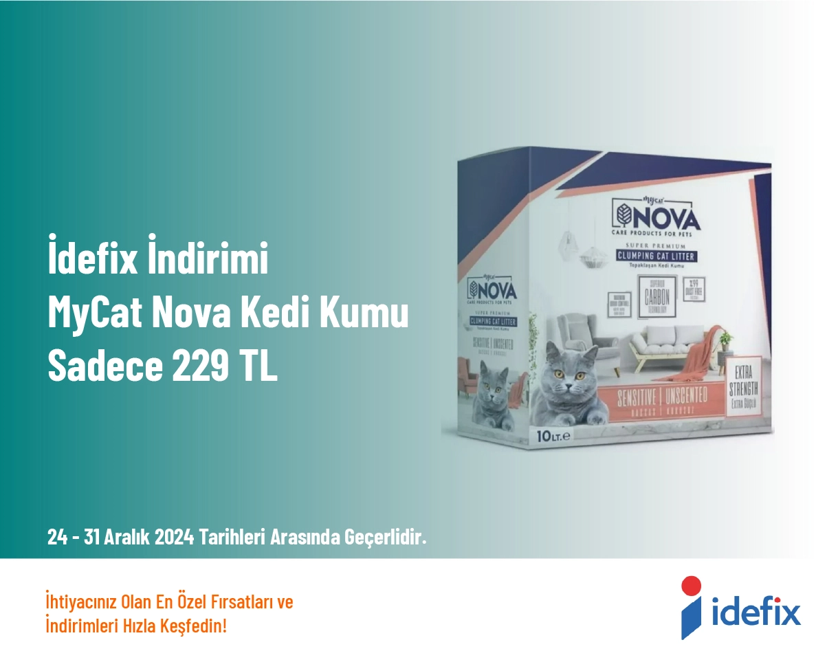 İdefix İndirimi - MyCat Nova Kedi Kumu Sadece 229 TL