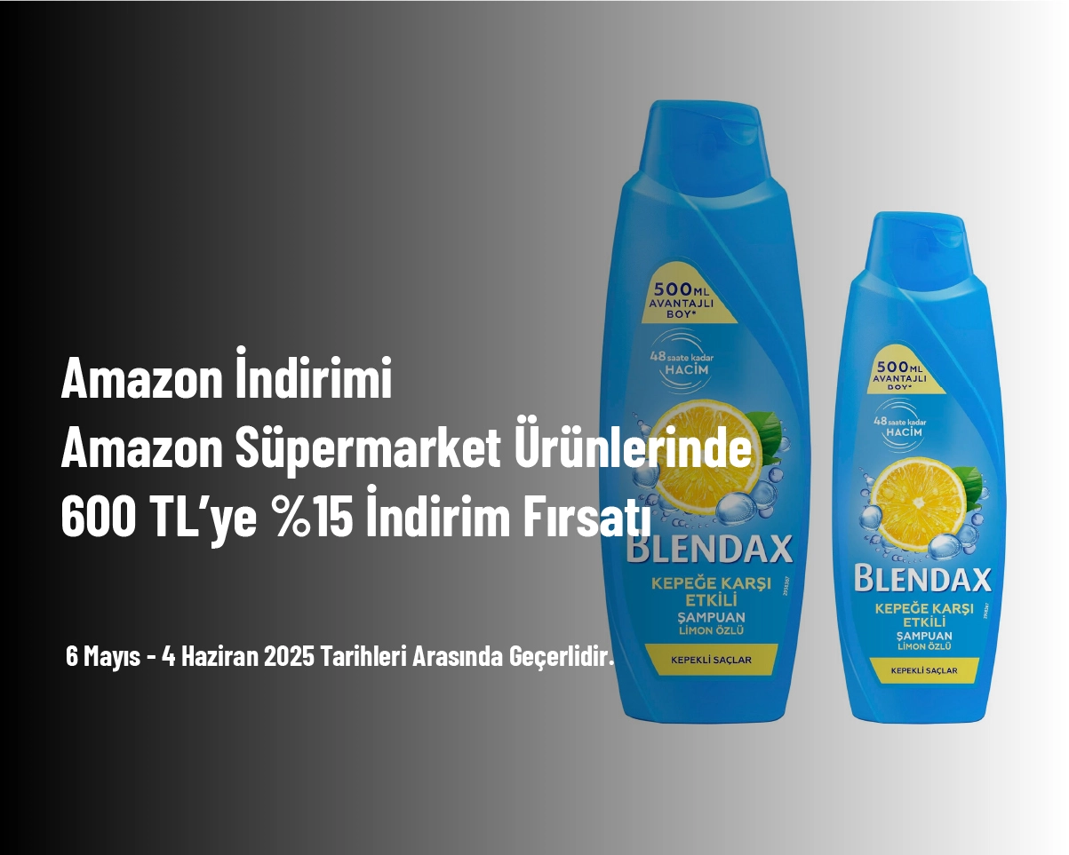 Amazon İndirimi - Amazon Süpermarket Ürünlerinde 600 TL’ye %15 İndirim Fırsatı Amazon İndirimi - Amazon Süpermarket Ürünlerinde 600 TL’ye %15 İndirim Fırsatı