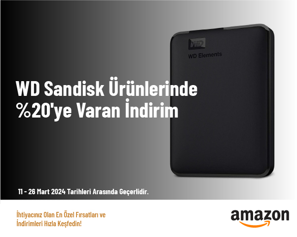 WD Sandisk Ürünlerinde %20'ye Varan İndirim