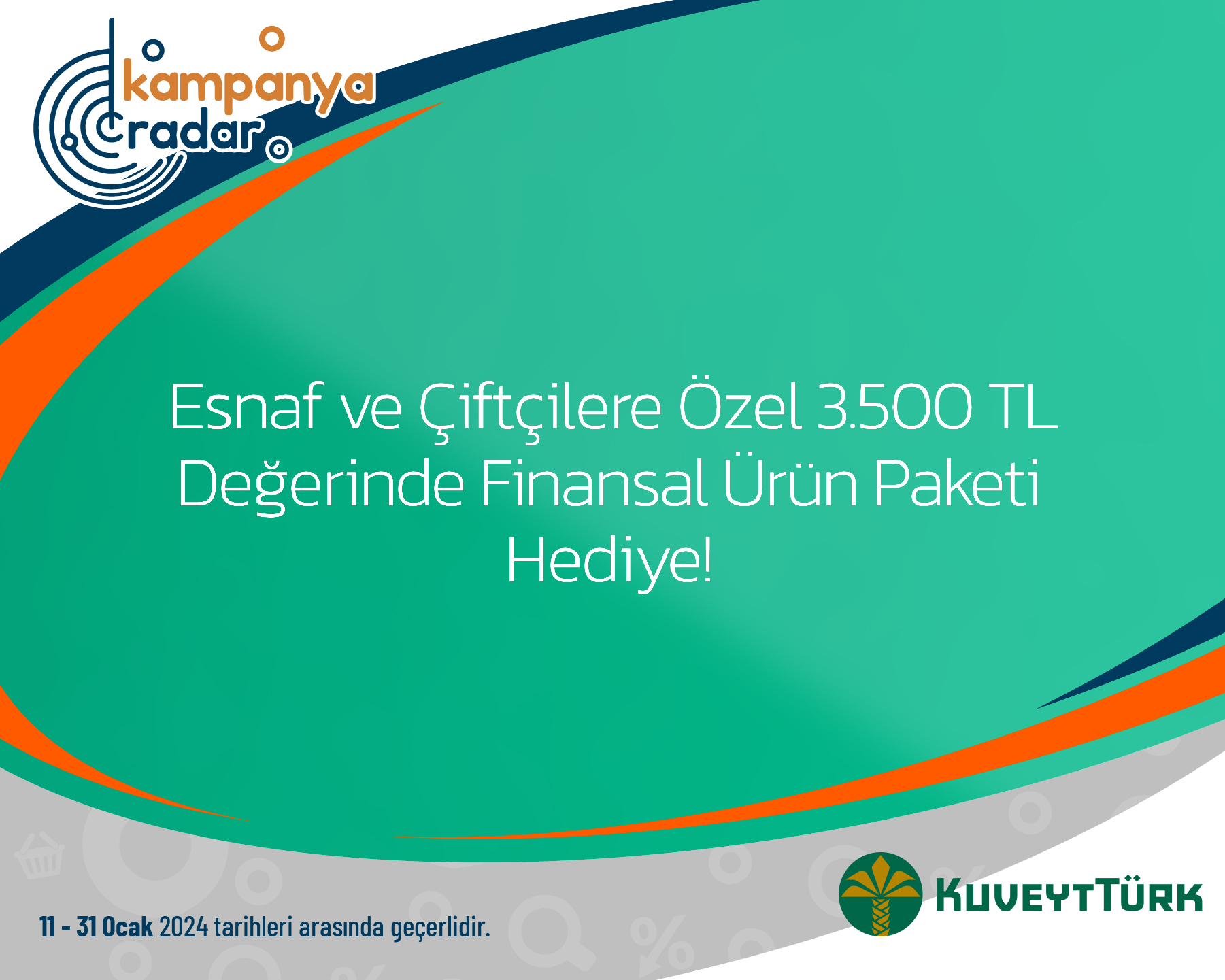 Kuveyttürk Esnaf ve Çiftçilere Özel 3500 TL Değerinde Finansal Ürün Paketi Hediye!