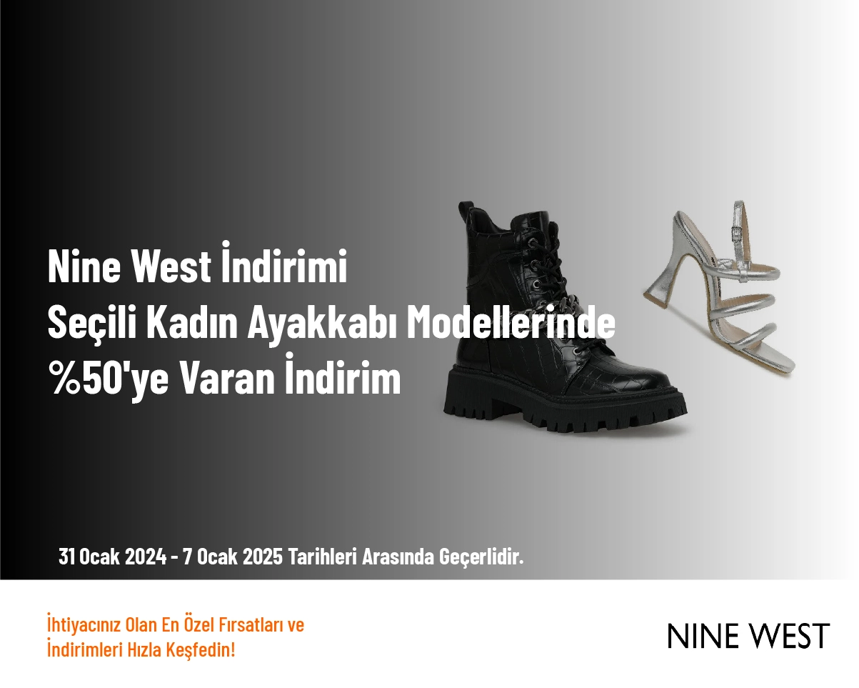 Nine West İndirimi - Seçili Kadın Ayakkabı Modellerinde %50'ye Varan İndirim