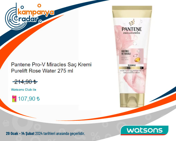 Watsons Pantene Pro-V Miracles Saç Kremi Purelift Rose Water 275 ml