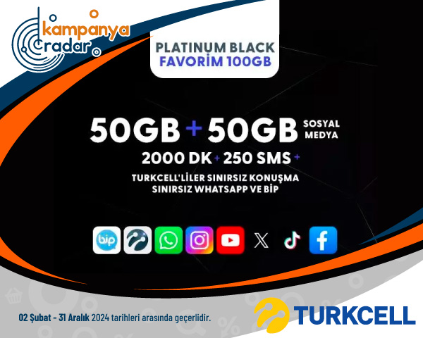 Turkcell Platinum Black Favorim 100 GB Kampanyası
