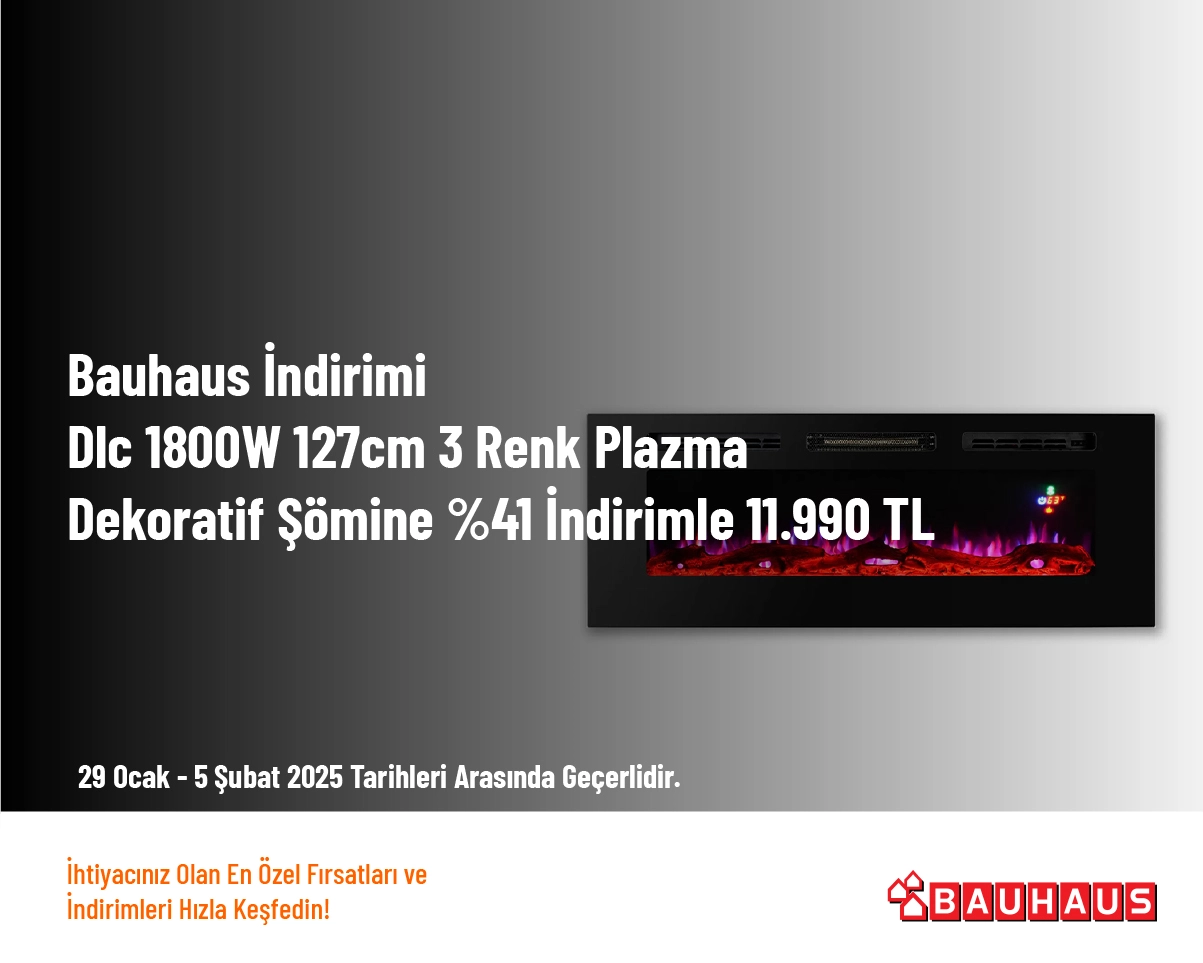 Bauhaus İndirimi - Dlc 1800W 127cm 3 Renk Plazma Dekoratif Şömine %41 İndirimle 11.990 TL