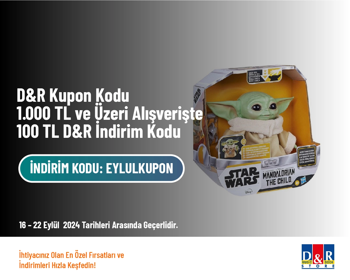 D&R Kupon Kodu - 1.000 TL ve Üzeri Alışverişte 100 TL D&R İndirim Kodu