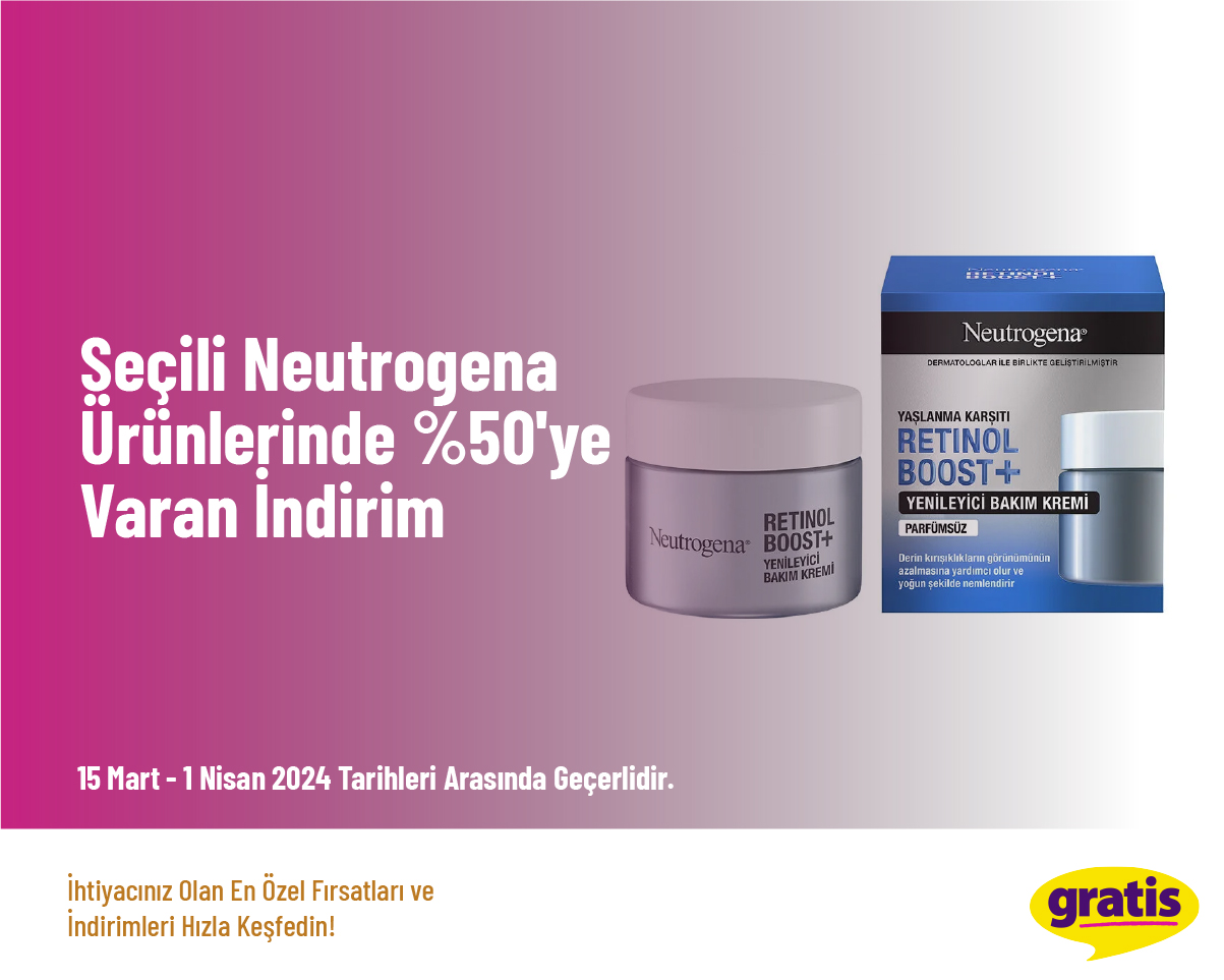 Seçili Neutrogena Ürünlerinde %50'ye Varan İndirim