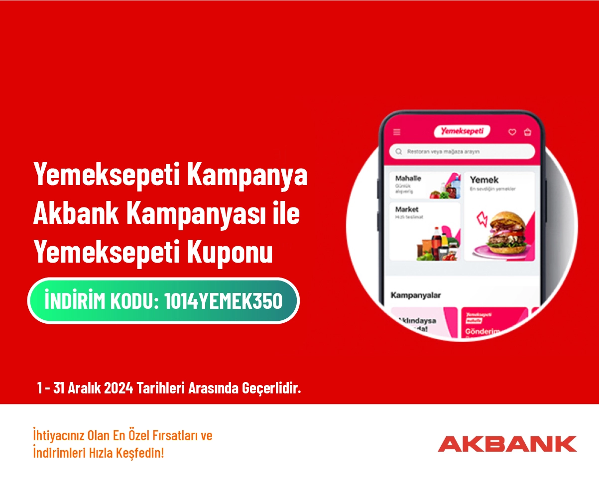 Yemeksepeti Kampanya - Akbank Kampanyası ile Yemeksepeti Kuponu