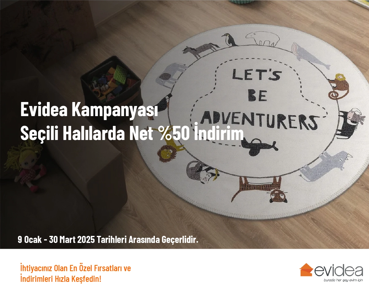 Evidea Kampanyası - Seçili Halılarda Net %50 İndirim