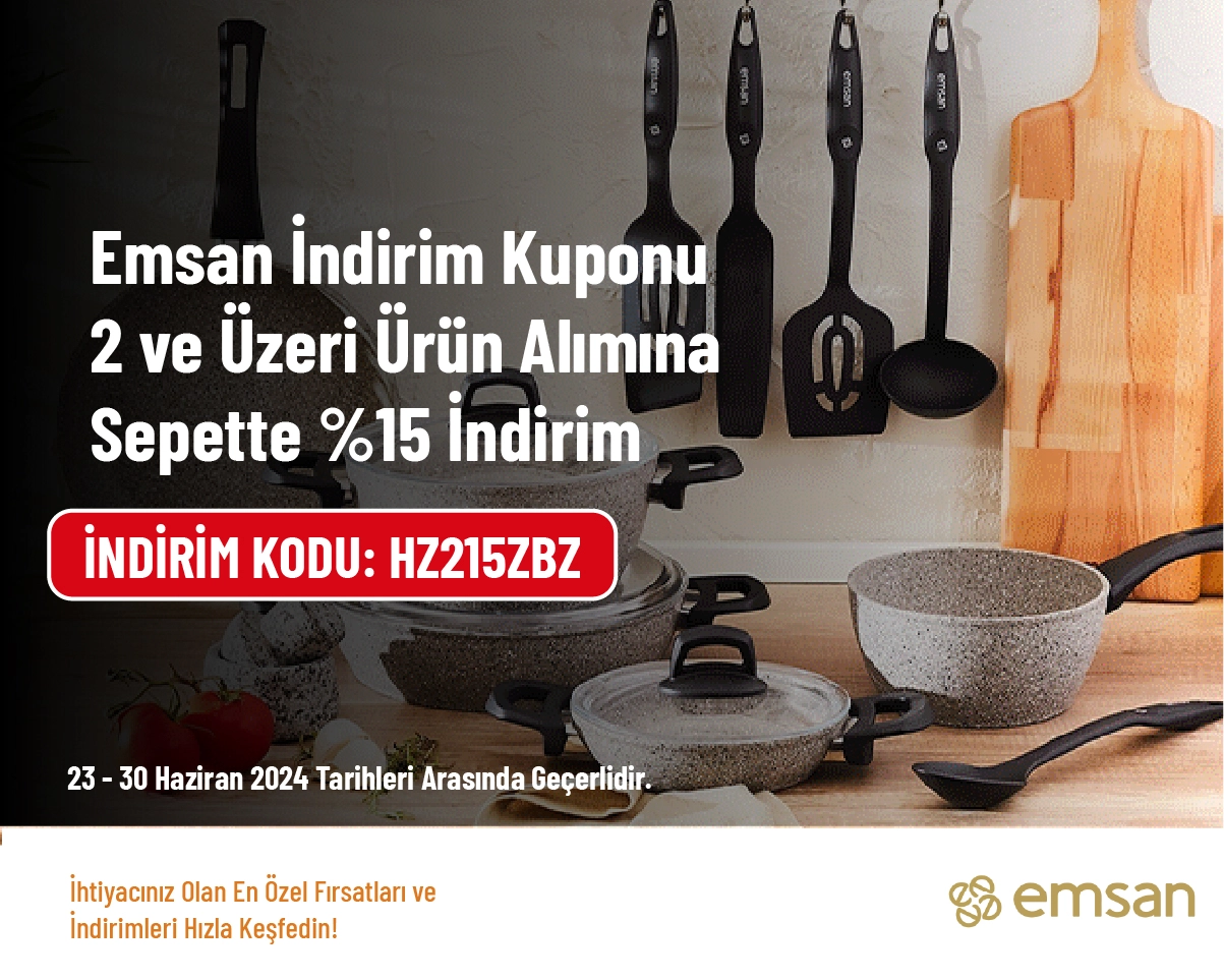 Emsan İndirim Kuponu - 2 ve Üzeri Ürün Alımına Sepette %15 İndirim