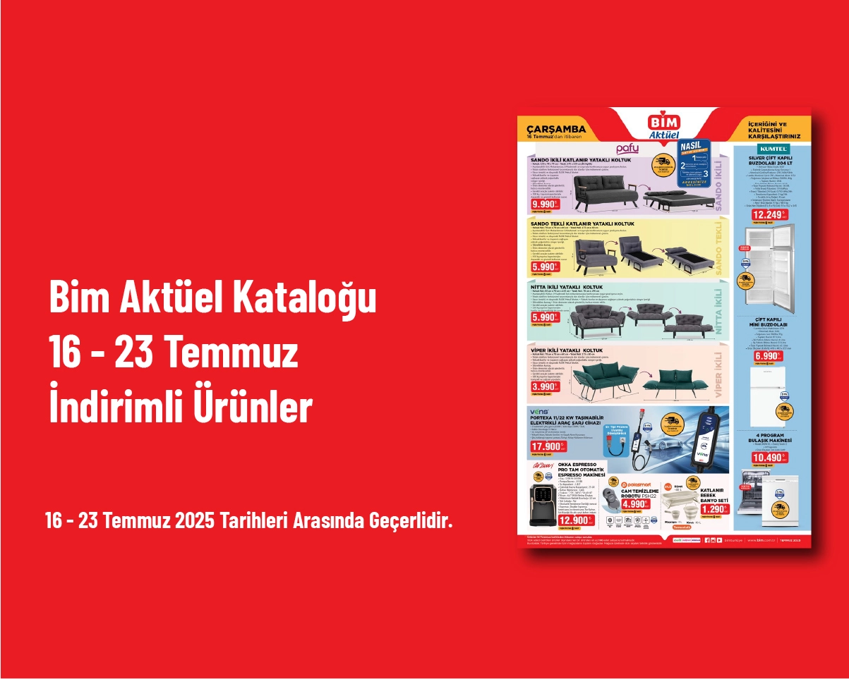 Bim Aktüel Kataloğu - 16 - 23 Temmuz İndirimli Ürünler Bim Aktüel Kataloğu - 16 - 23 Temmuz İndirimli Ürünler