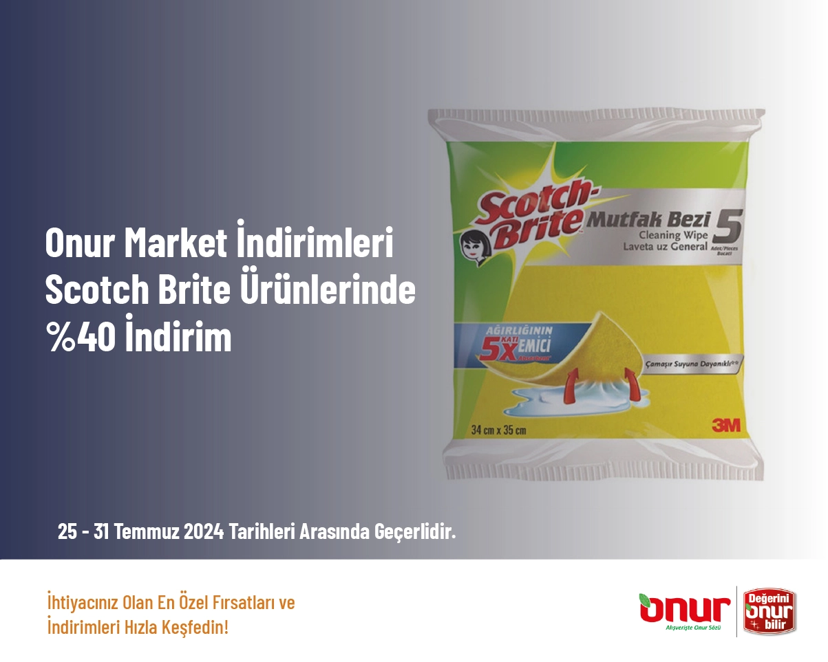 Onur Market İndirimleri - Scotch Brite Ürünlerinde %40 İndirim