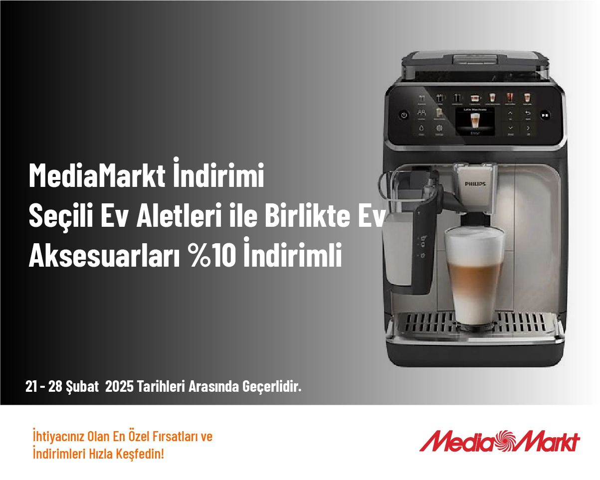 MediaMarkt İndirimi - Seçili Ev Aletleri ile Birlikte Ev Aksesuarları %10 İndirimli