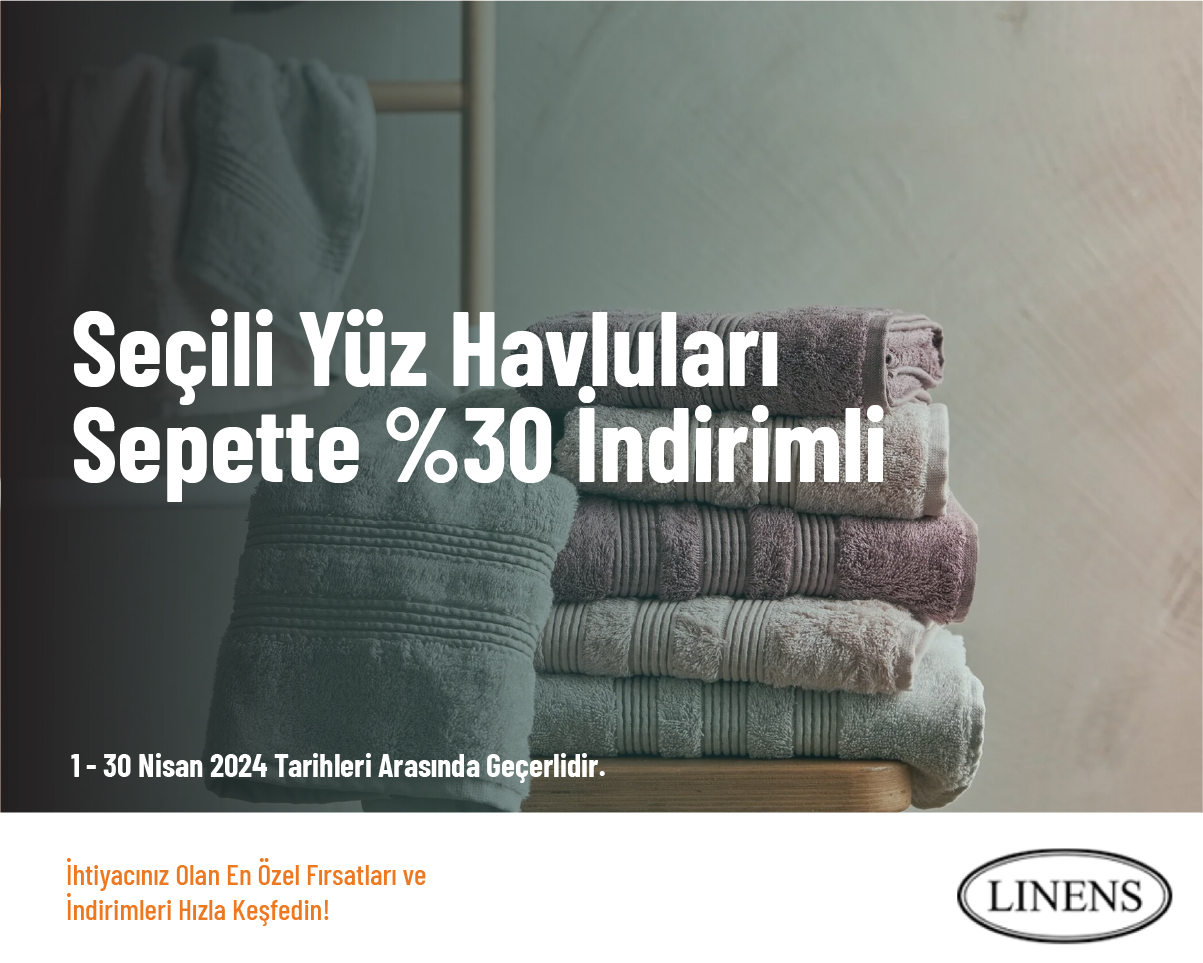 Seçili Yüz Havluları Sepette %30 İndirimli