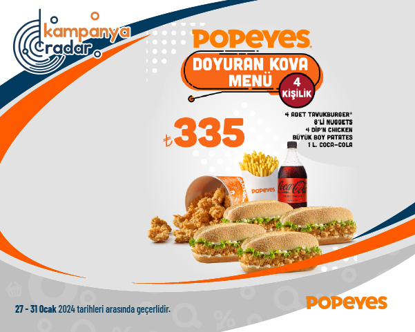 Popeyes 4 Kişilik Doyuran Kova Menü Kampanyası