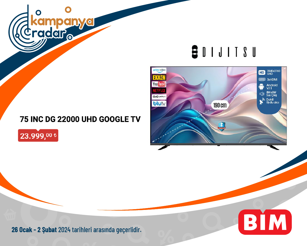 Bim Aktüel 75 INC DG 22000 UHD GOOGLE TV Bim Aktüel 75 INC DG 22000 UHD GOOGLE TV
