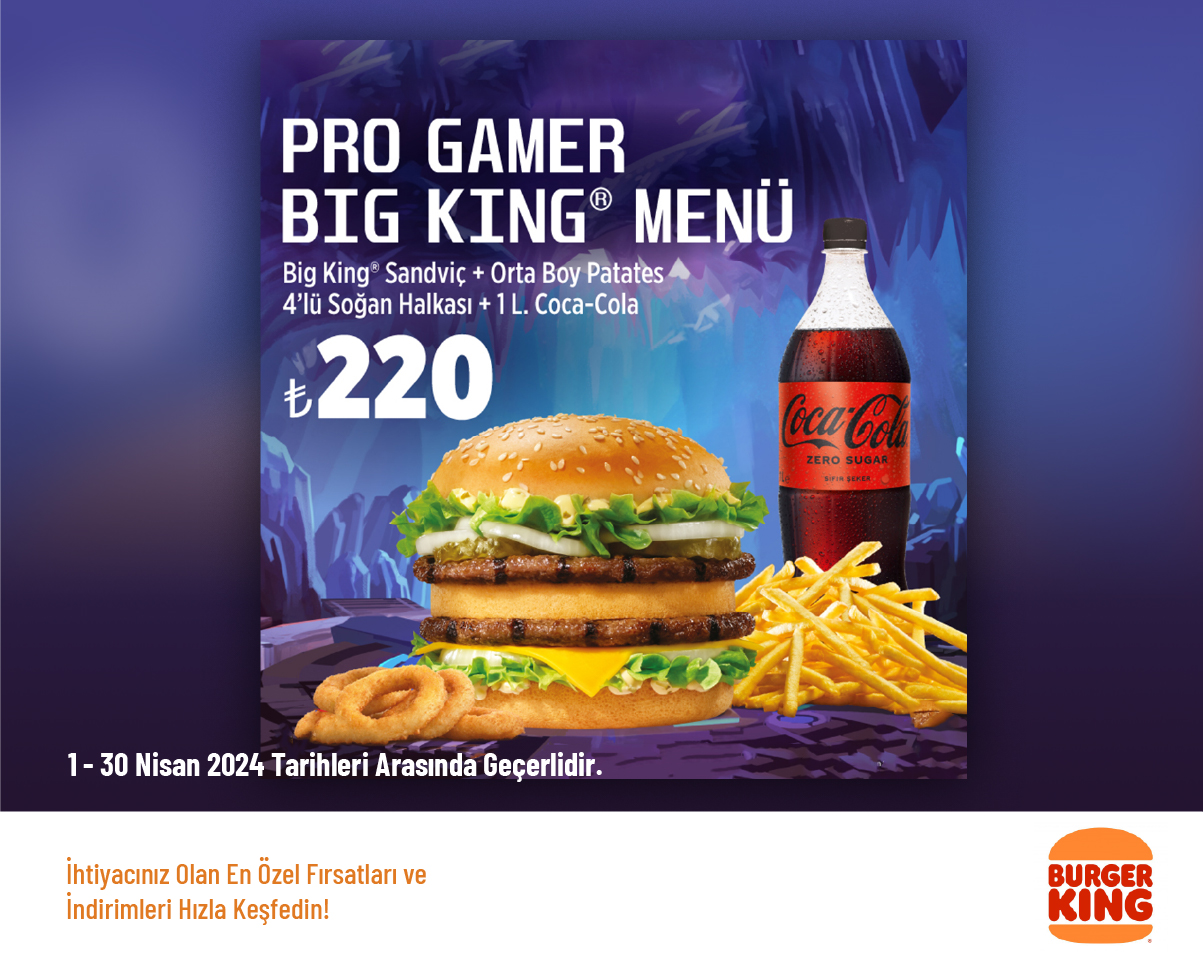 Pro Gamer Menü 220 TL'den Başlayan Fiyatlarla