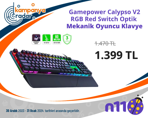 Gamepower Calypso V2 RGB Red Switch Optik Mekanik Oyuncu Klavye