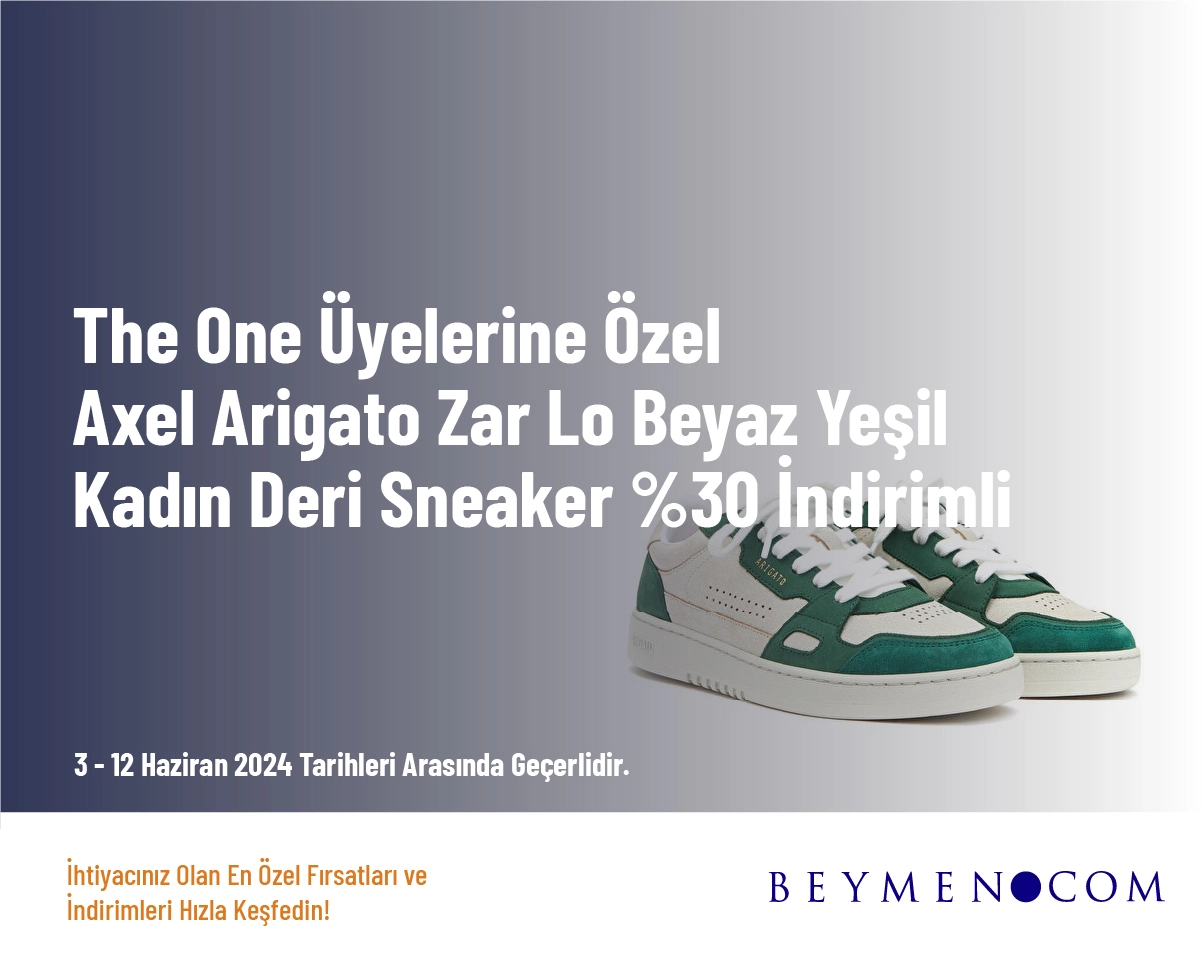 Beymen İndirimi - The One Üyelerine Özel Axel Arigato Zar Lo Beyaz Yeşil Kadın Deri Sneaker %30 İndirimli