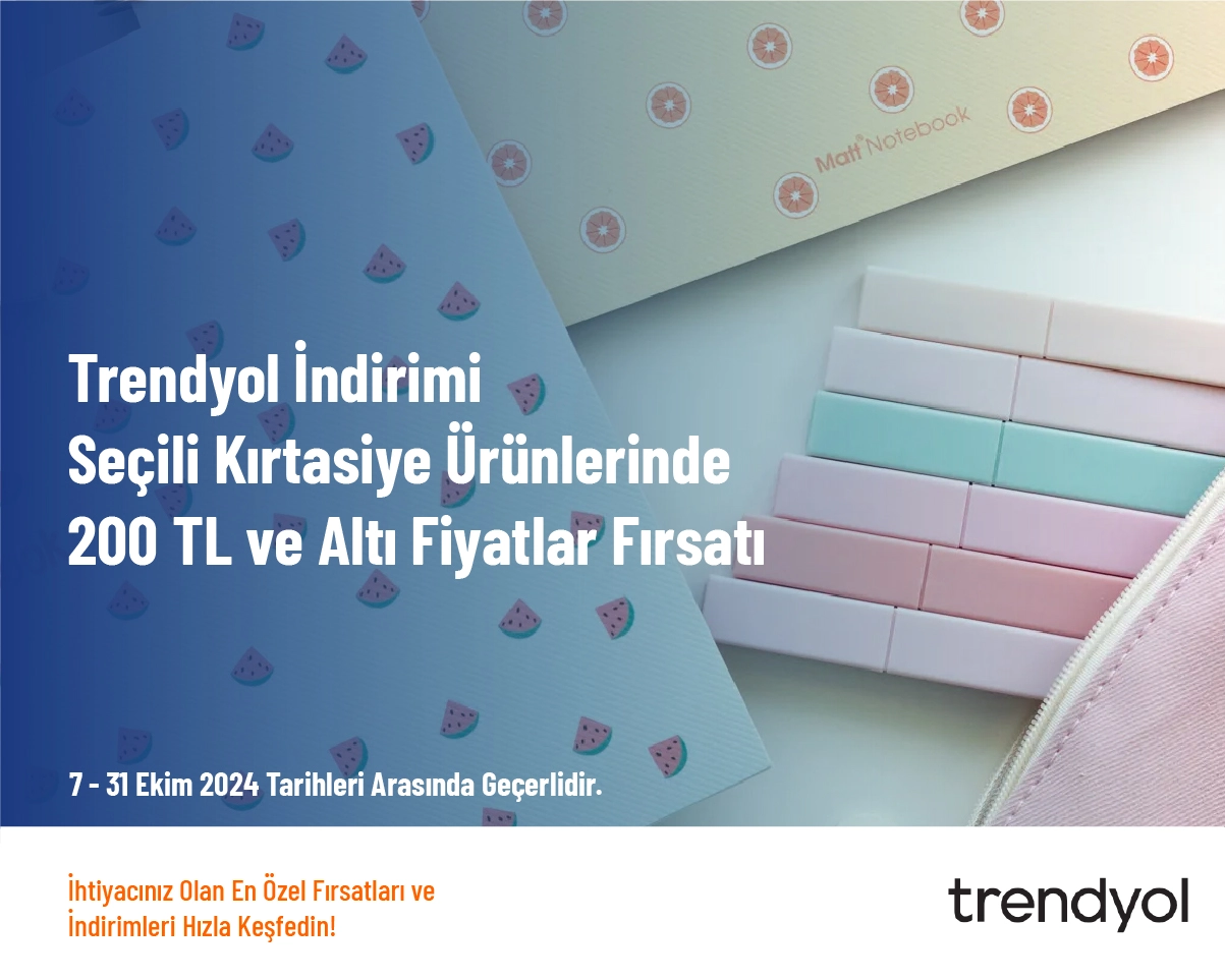 Trendyol İndirimi - Seçili Kırtasiye Ürünlerinde 200 TL ve Altı Fiyatlar Fırsatı