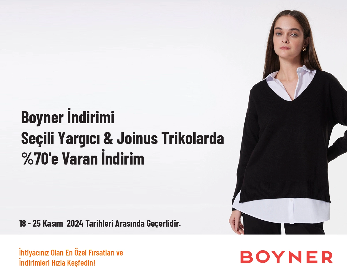 Boyner İndirimi - Seçili Yargıcı & Joinus Trikolarda %70'e Varan İndirim