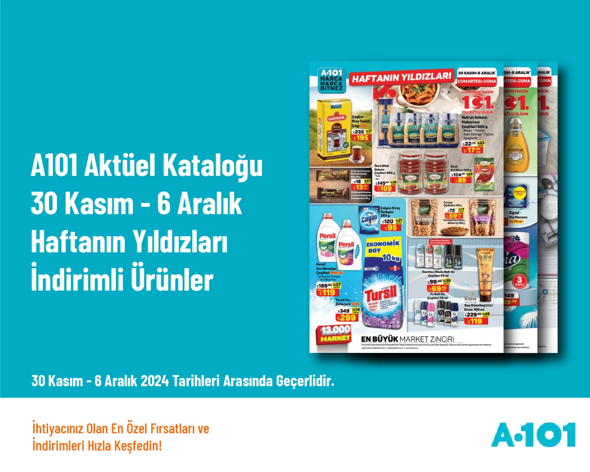 A101 Aktüel Kataloğu - 30 Kasım - 6 Aralık Haftanın Yıldızları İndirimli Ürünler