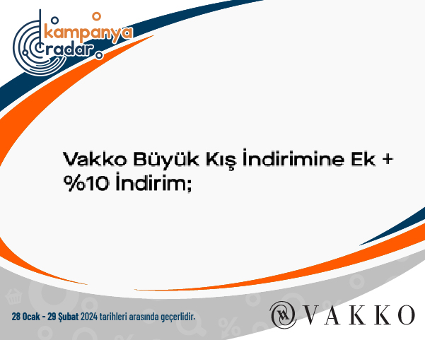 Vakko Büyük Kış İndirimine Ek + %10 İndirim;