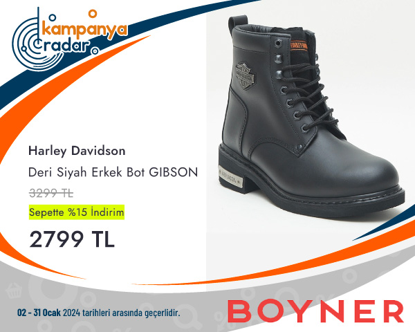 Boyner Harley Davidson Deri Siyah Erkek Bot GIBSON İndirimi